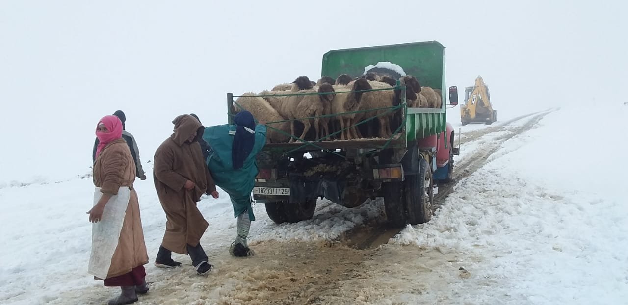 السلطة المحلية بأملاكو تفك العزلة عن أحد الرحالة الذي حاصرته الثلوج