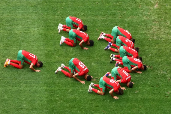 إنتهاء الشوط الأول لمباراة المغرب ضد العراق ب0-3 خلال منافسات كرة القدم في أولمبياد باريس 2024