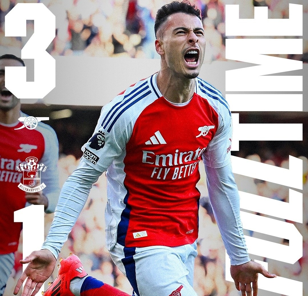 أرسنال يقلب الطاولة على ساوثهامبتون بثلاثية ويواصل مطاردة القمة
