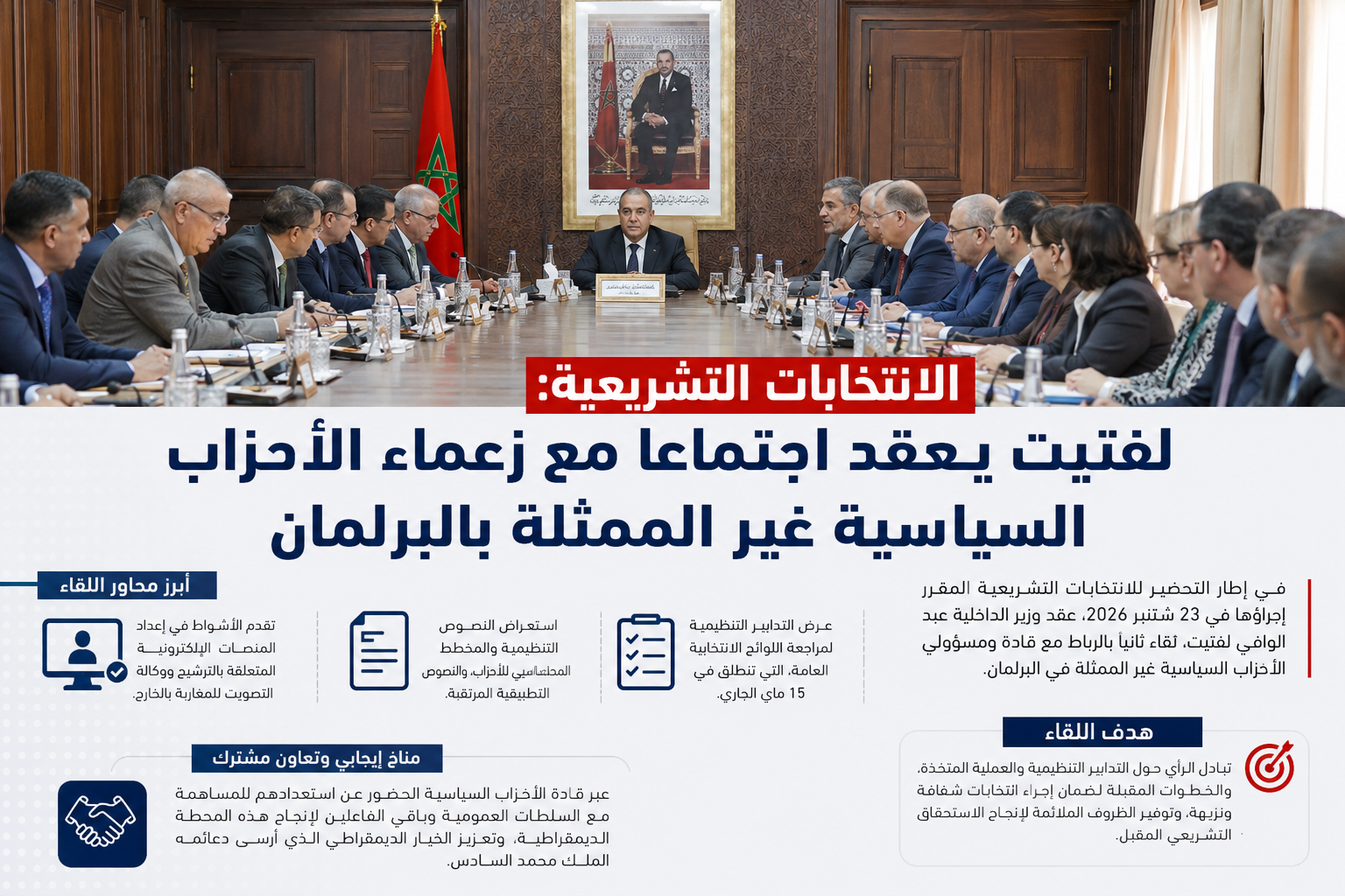 لفتيت يفتح مشاورات موسعة مع الأحزاب غير الممثلة بالبرلمان استعداداً لانتخابات 2026